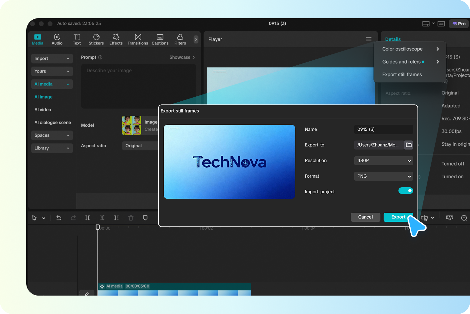 Exportați creația grafică din CapCut