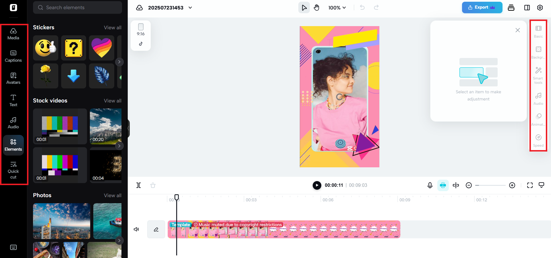 Edit the video template