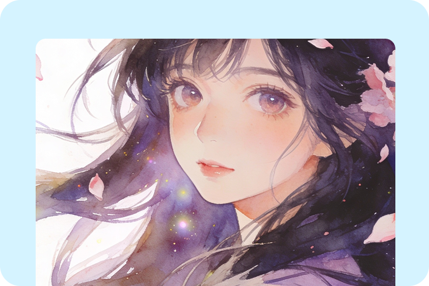 The soft watercolor dreamy AI girl