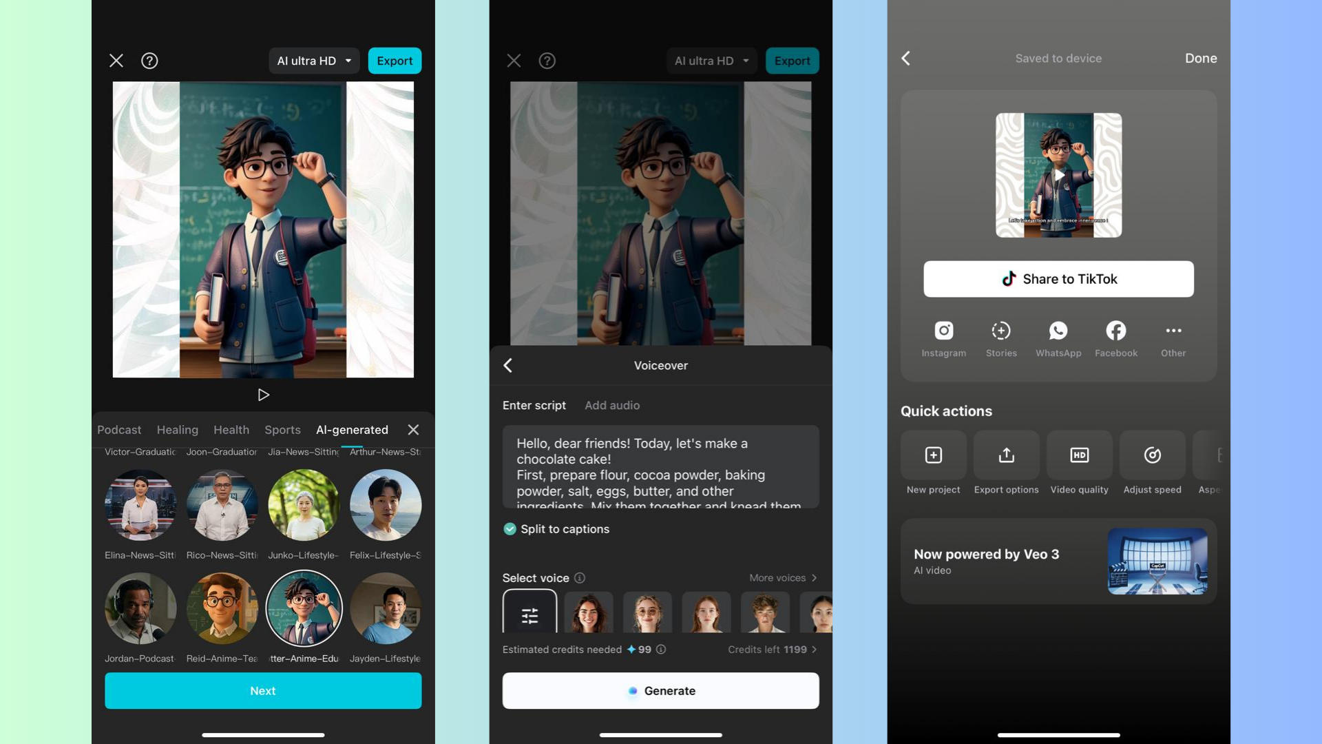 CapCut App's AI avatar generator