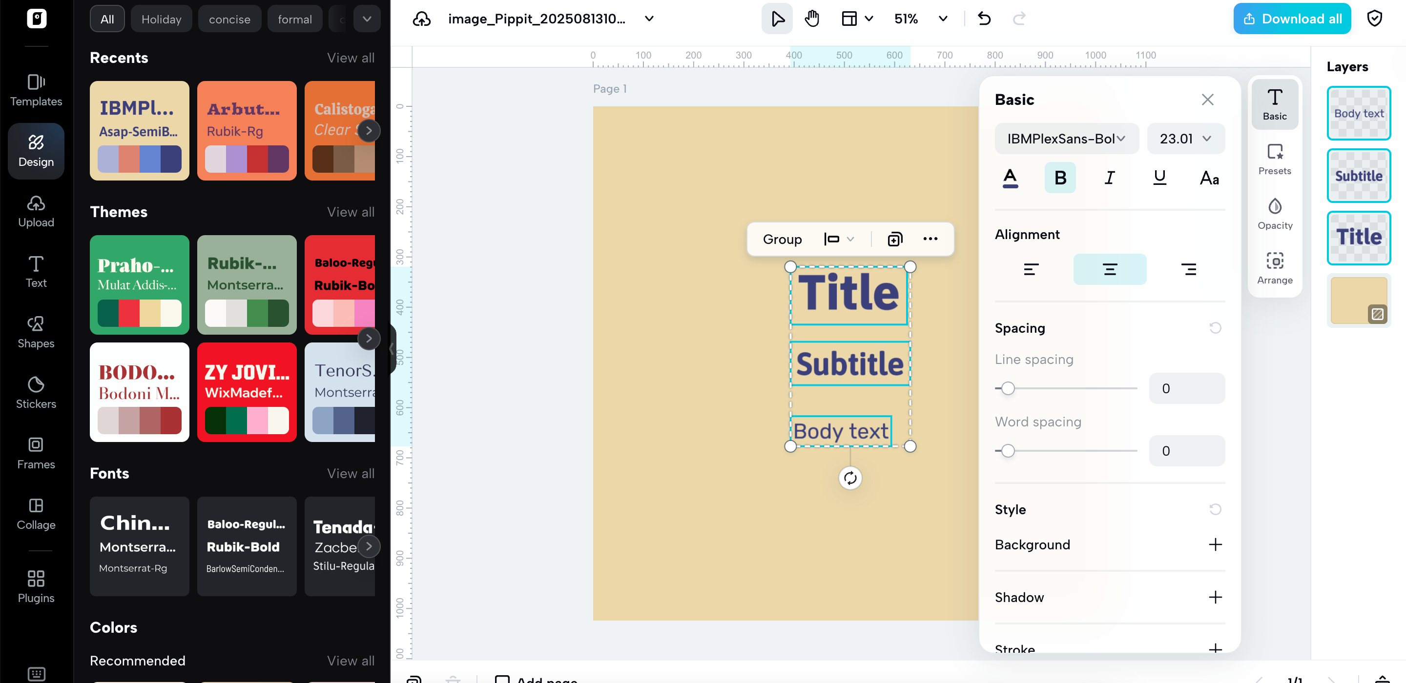 Recomendações de temas de cores