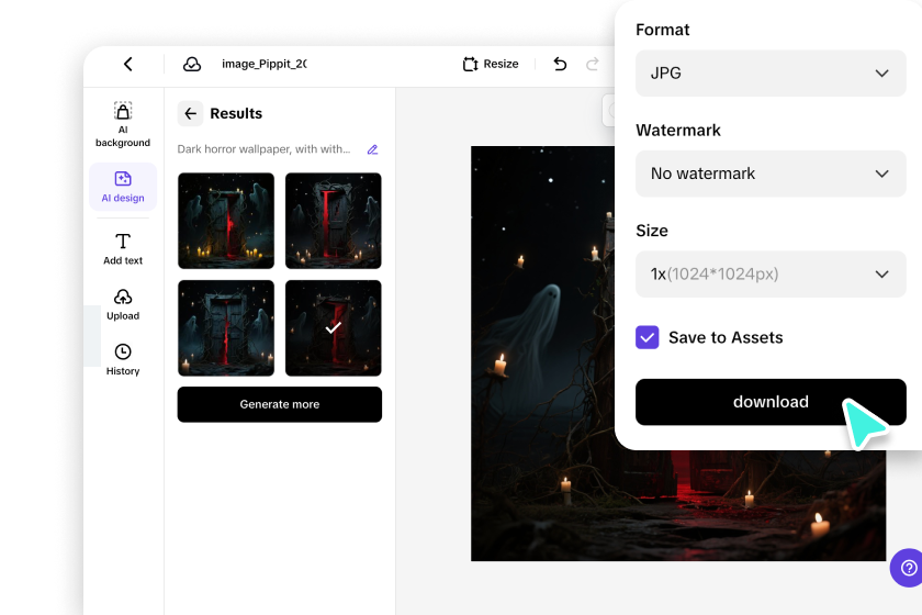 Edit and export your scary background