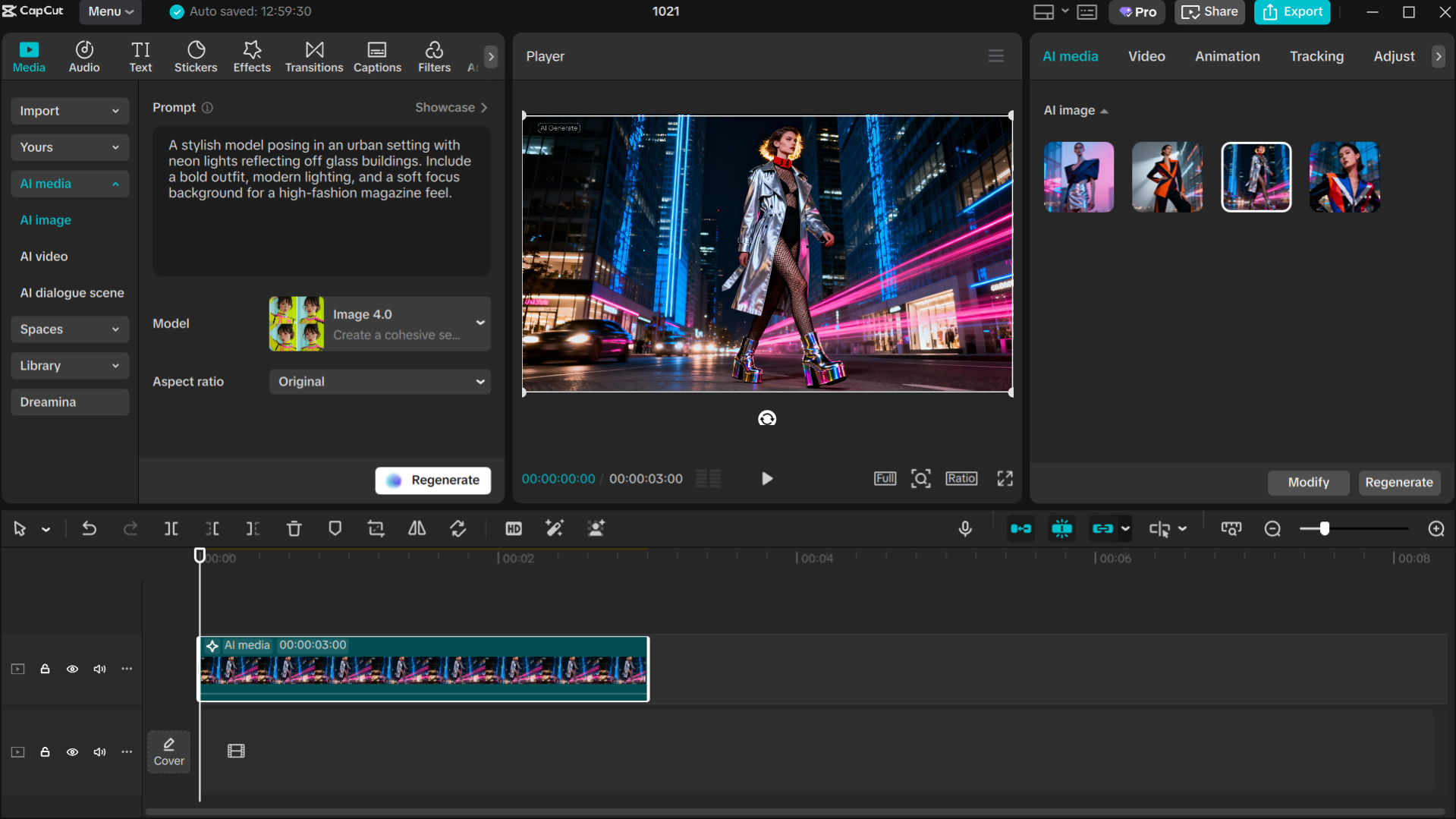 CapCut's desktop video editor's interface