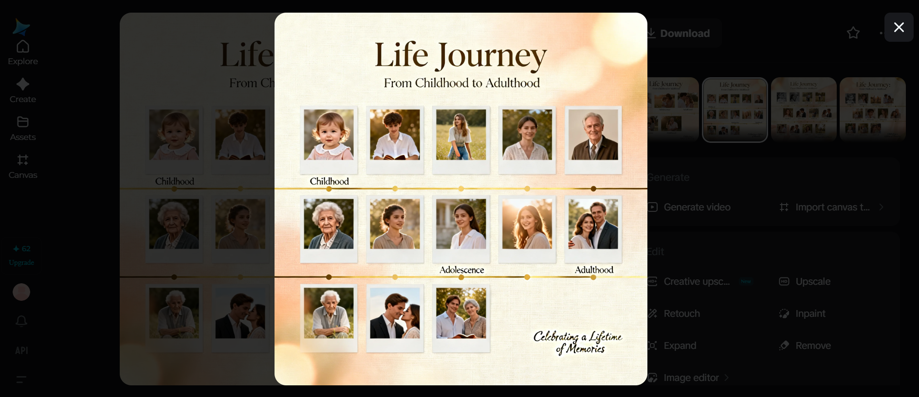 Idea de diseño de póster de cumpleaños: póster de cronología de fotos