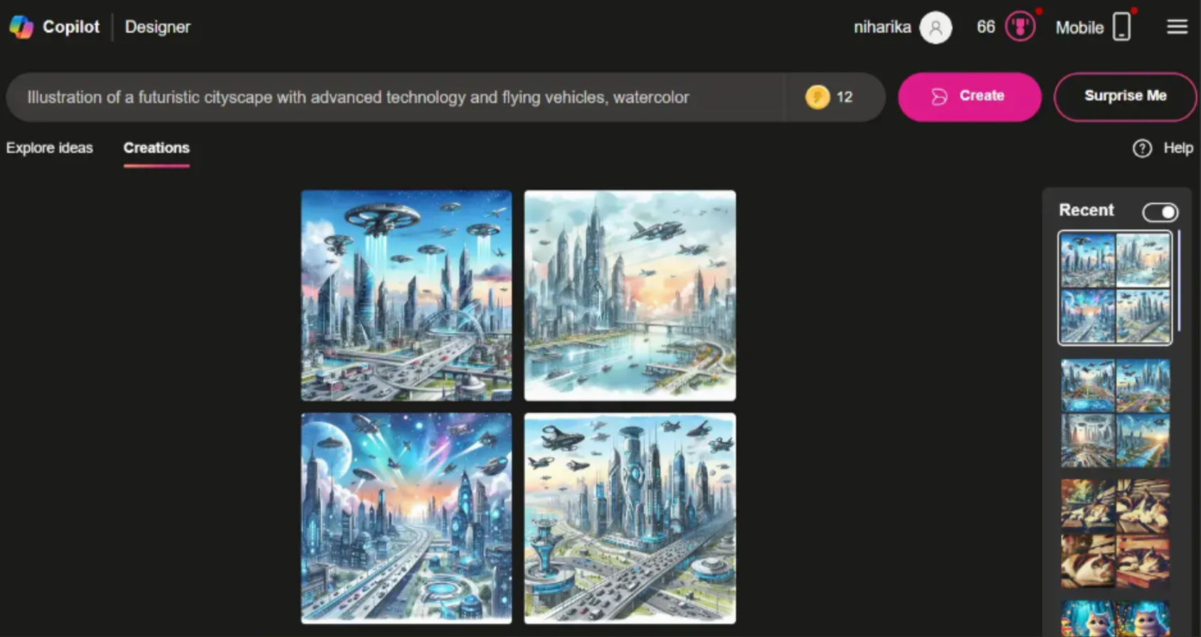 Editando la imagen generada por IA en Bing