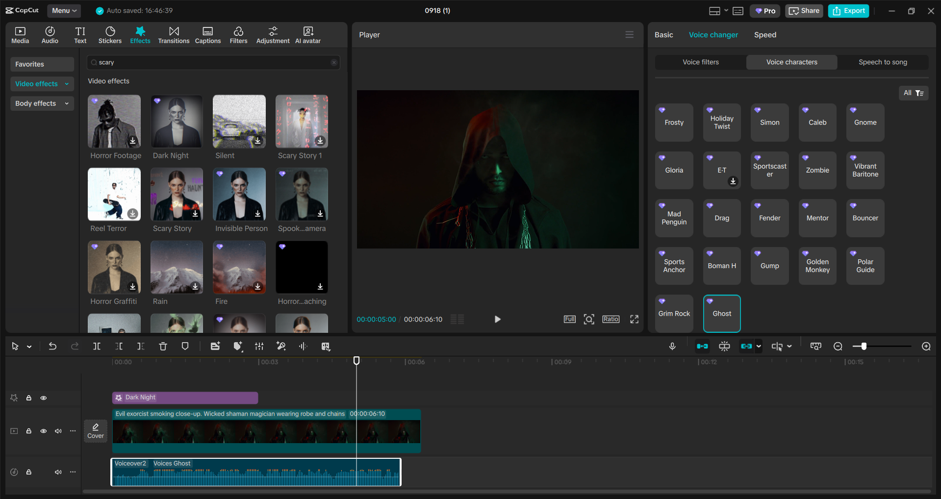 Interface of the CapCut desktop video editor - a versatile Halloween voice changer