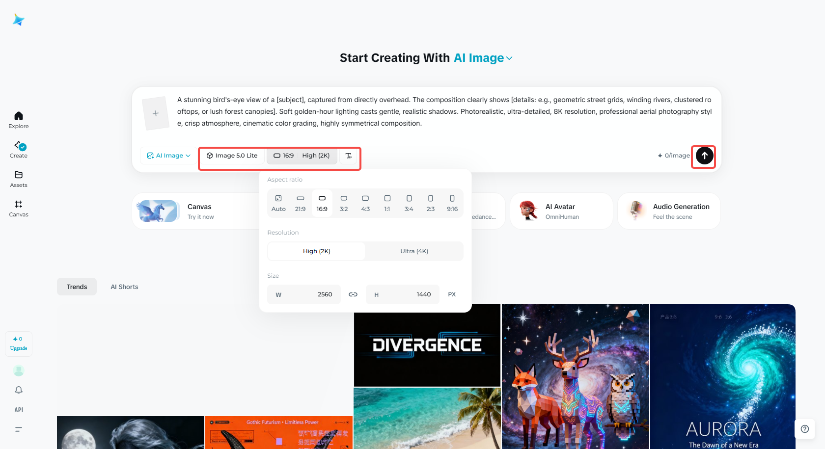 Pilih model imej untuk penjanaan imej paparan mata burung