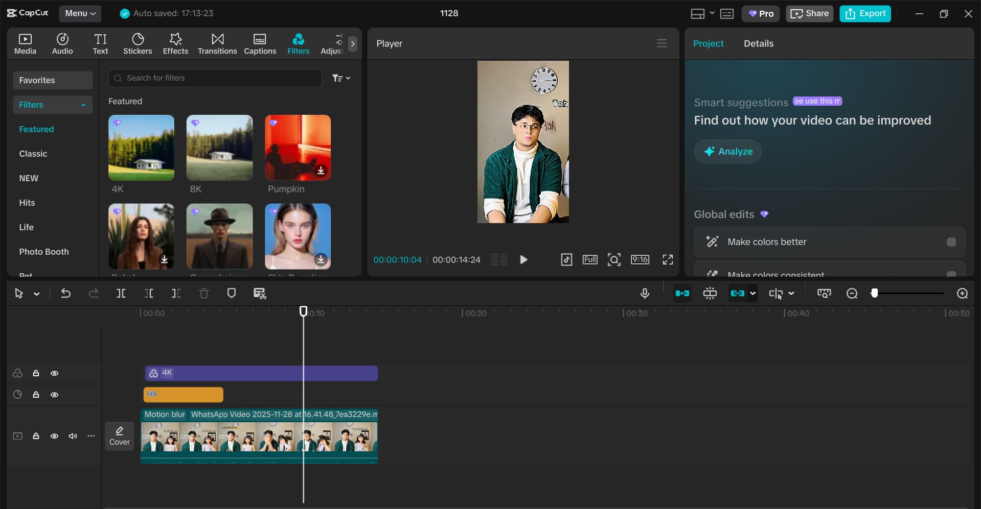 Customizing the video in CapCut desktop video editor