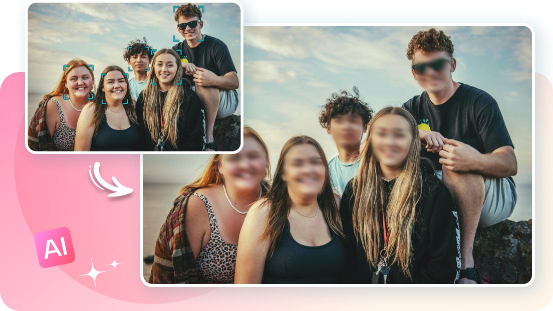 เครื่องมือเบลอใบหน้า Dreamina สำหรับใบหน้าหลายใบในภาพเดียว