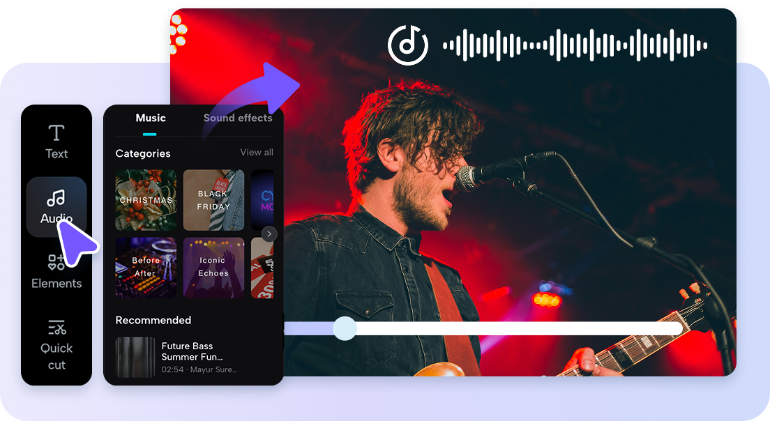 Add music tracks and sound effects with ease 