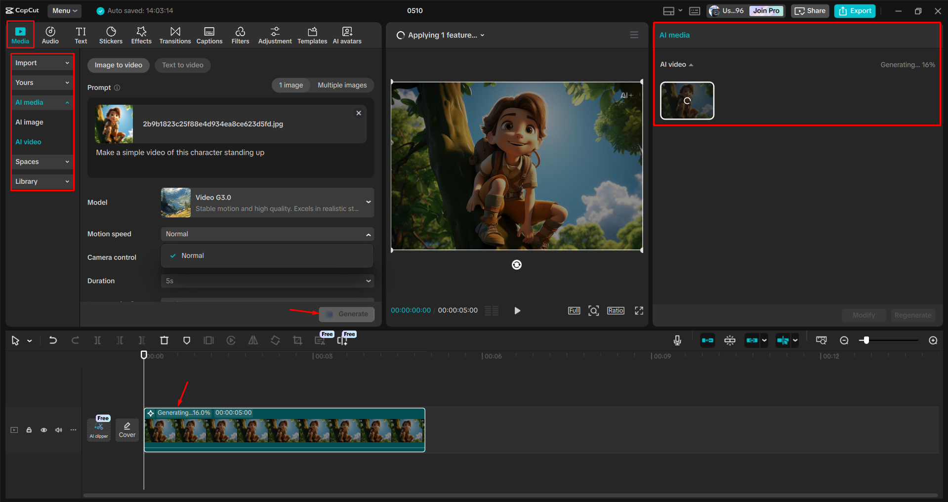 Membuat video AI dengan editor video desktop CapCut