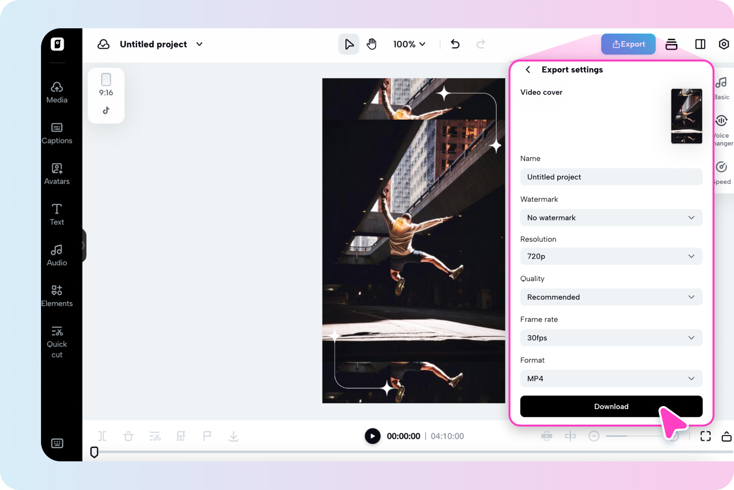 Export your dancing video