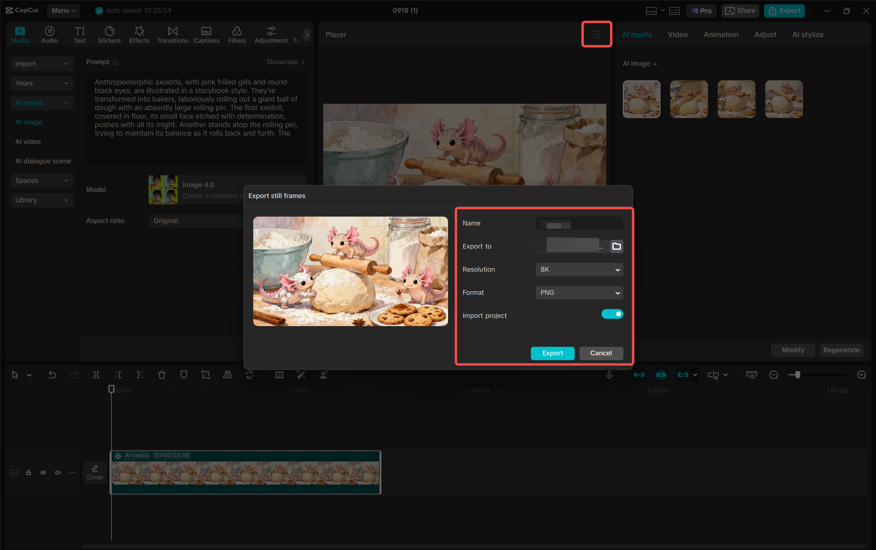 Baixando uma imagem do editor de vídeo de desktop do CapCut