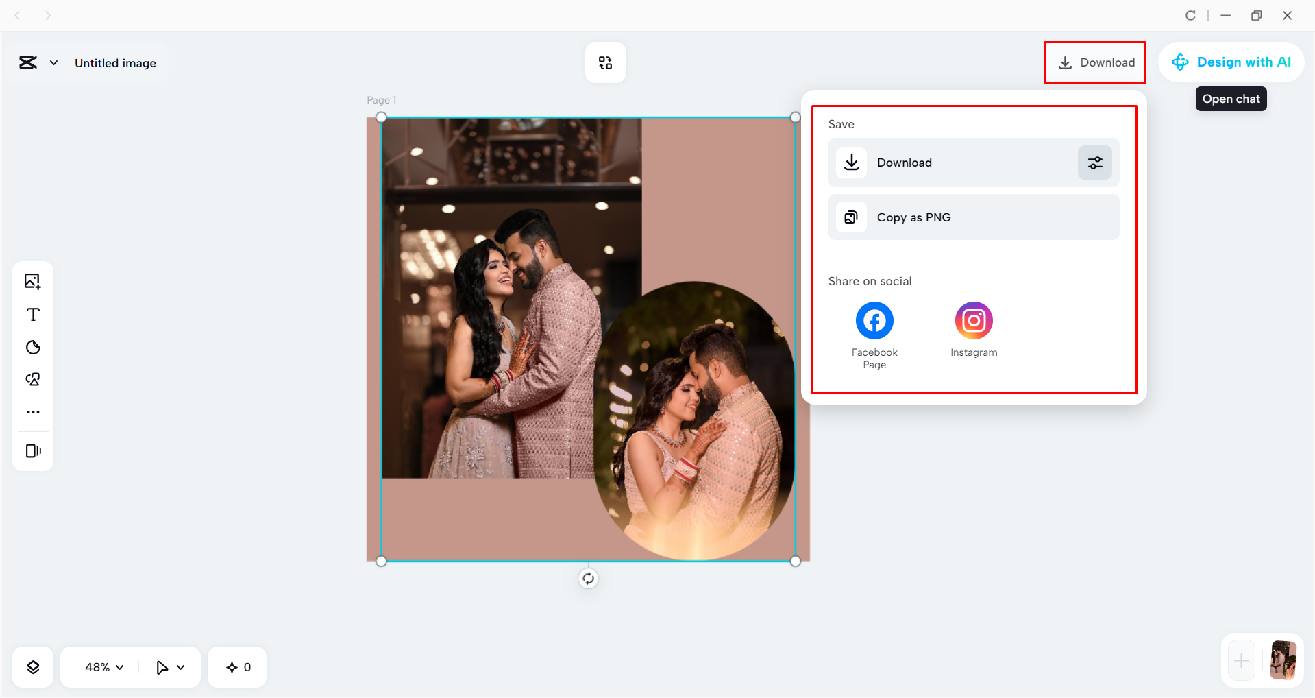 Downloading the photo collage from the CapCut desktop video editor