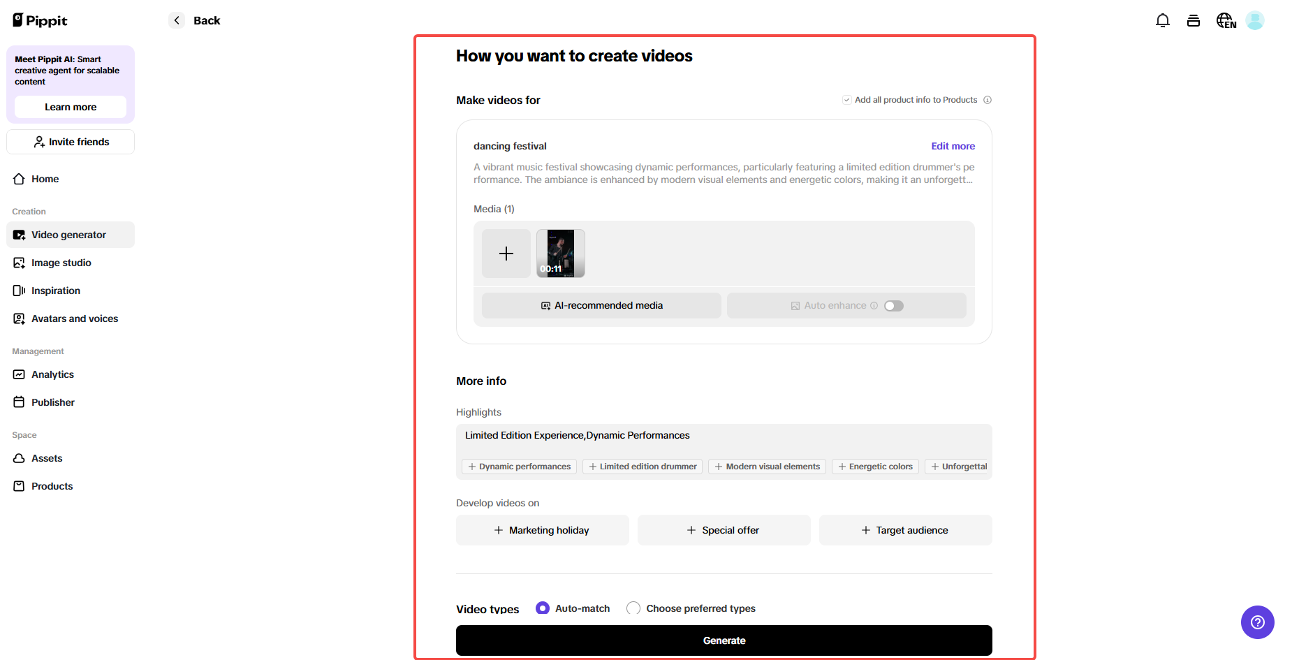 Generate your video