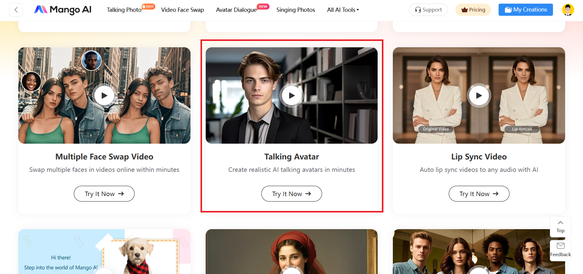 Choose the 'Talking Avatar' feature