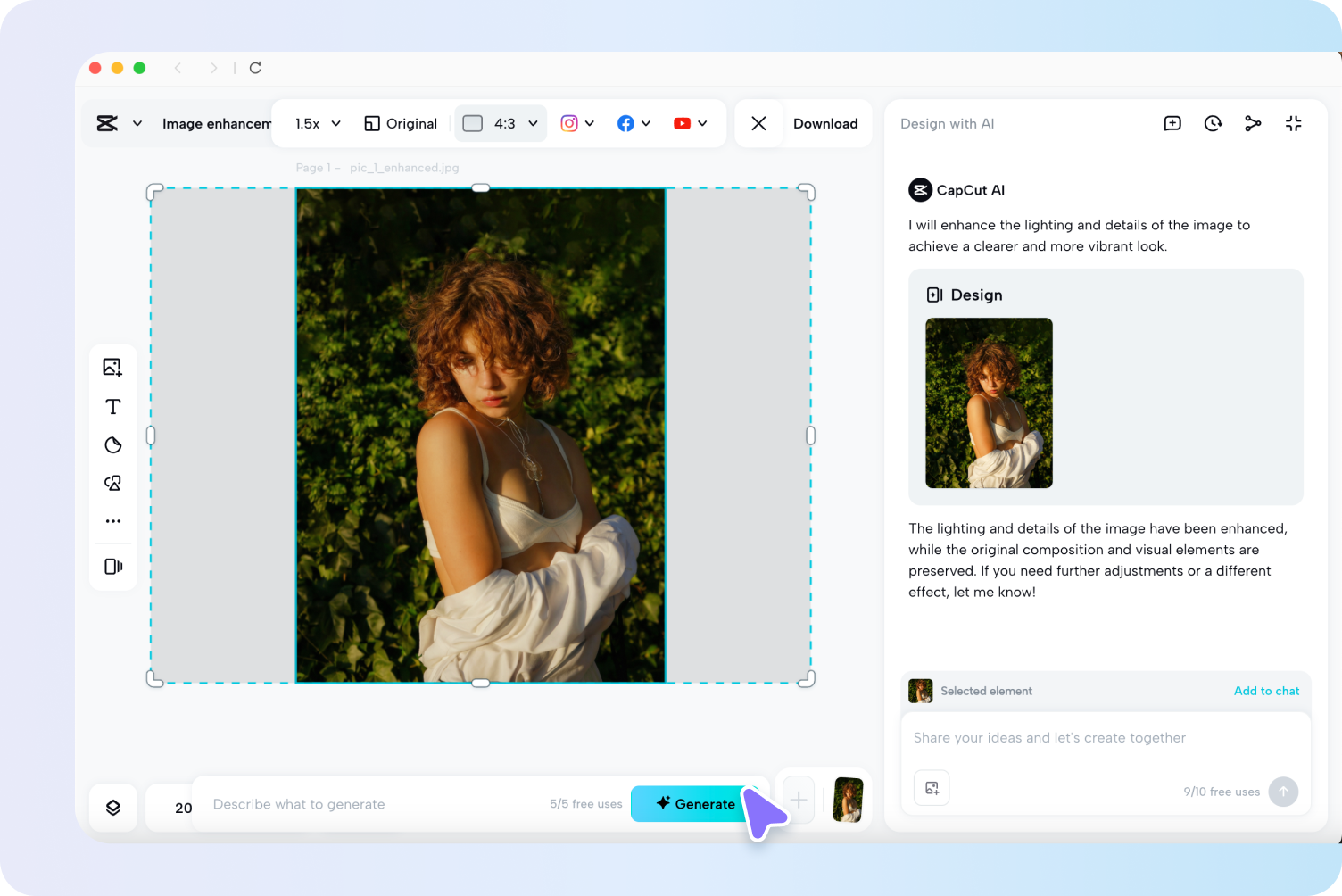Using AI edit photo tools in CapCut