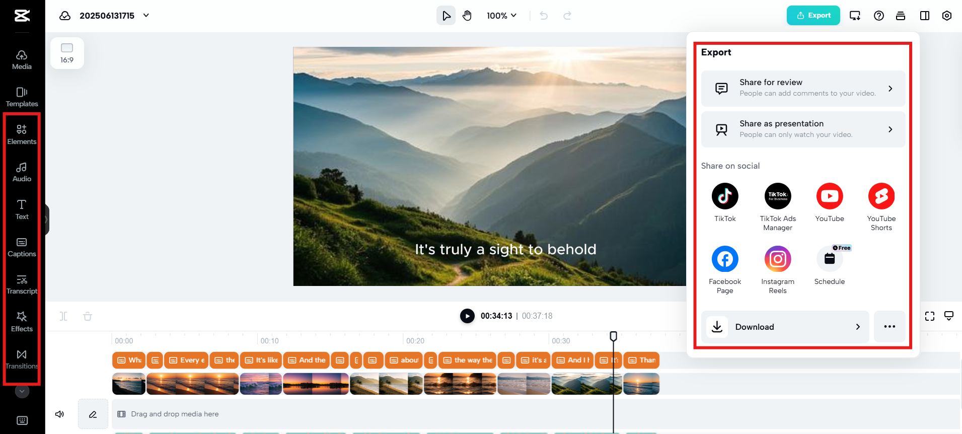 Export the video