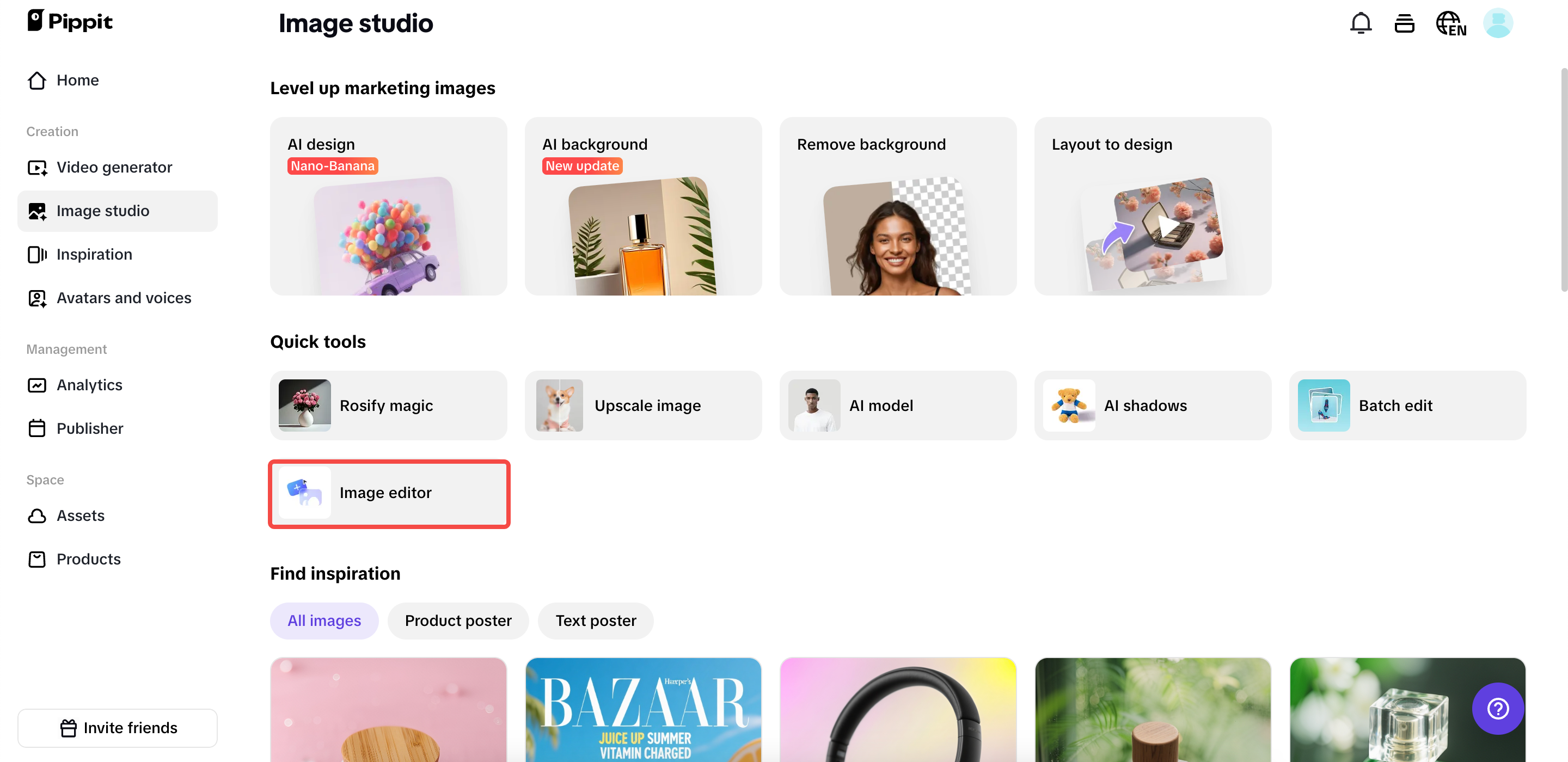 Abrir a ferramenta de edição de imagem