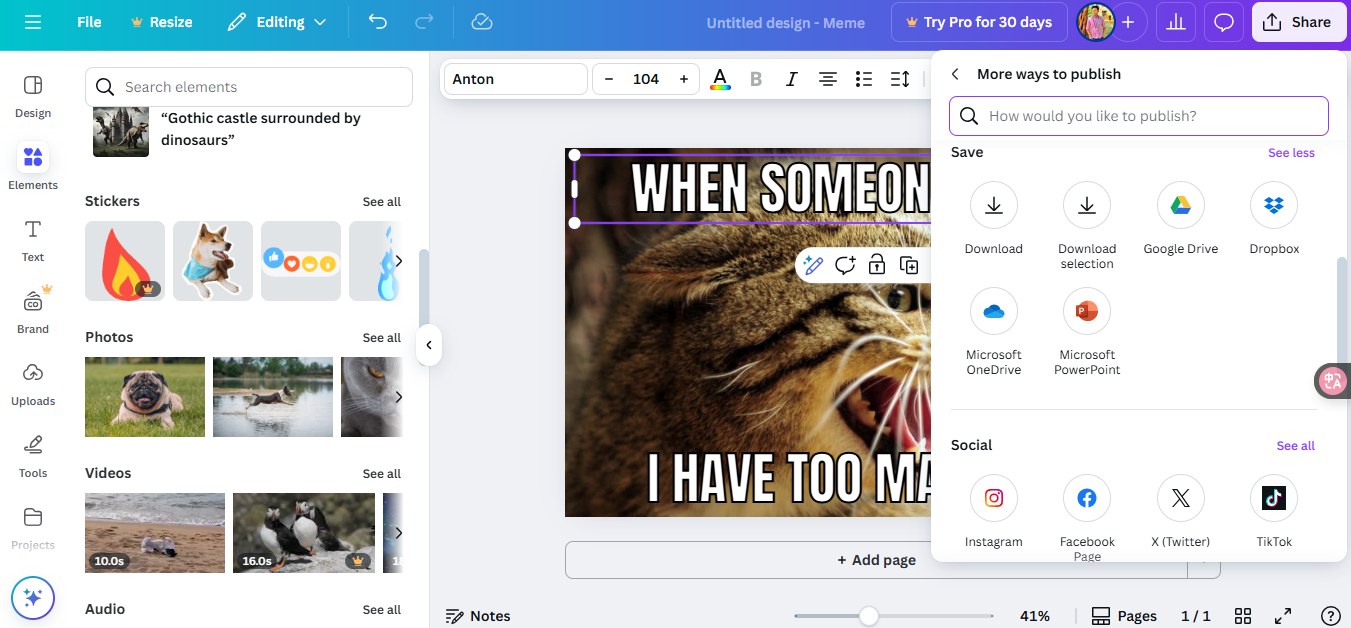 Download the meme from Canva