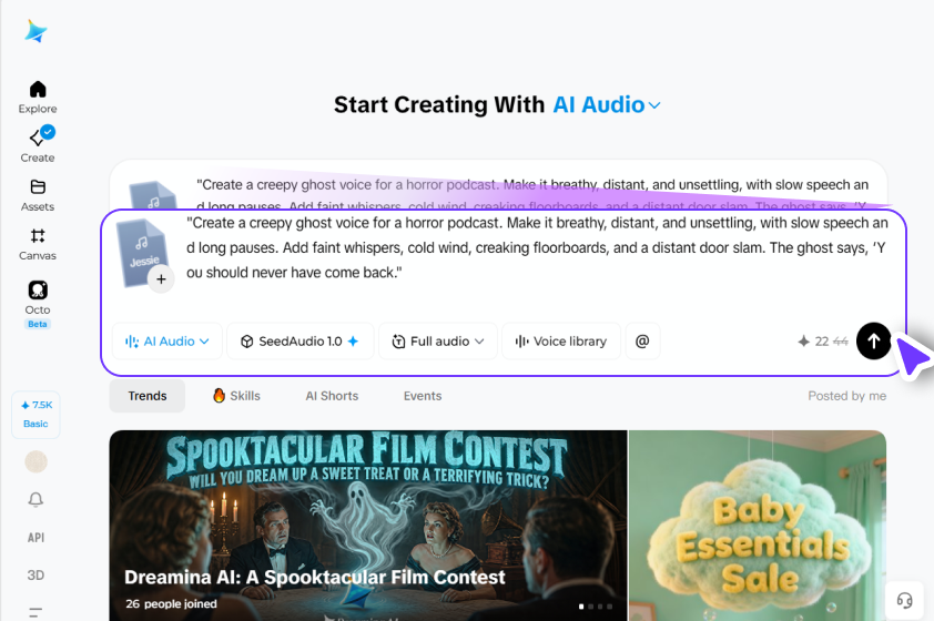 Write your creepy voice script and add references