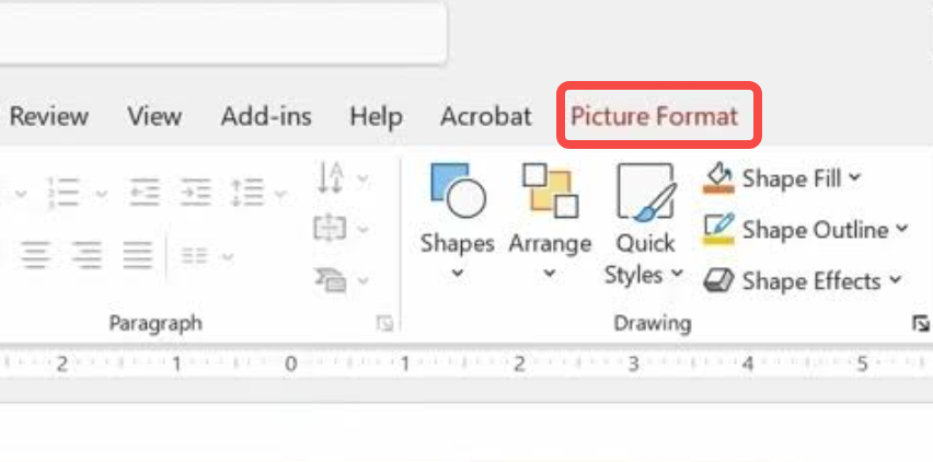 Selecting the image in PowerPoint