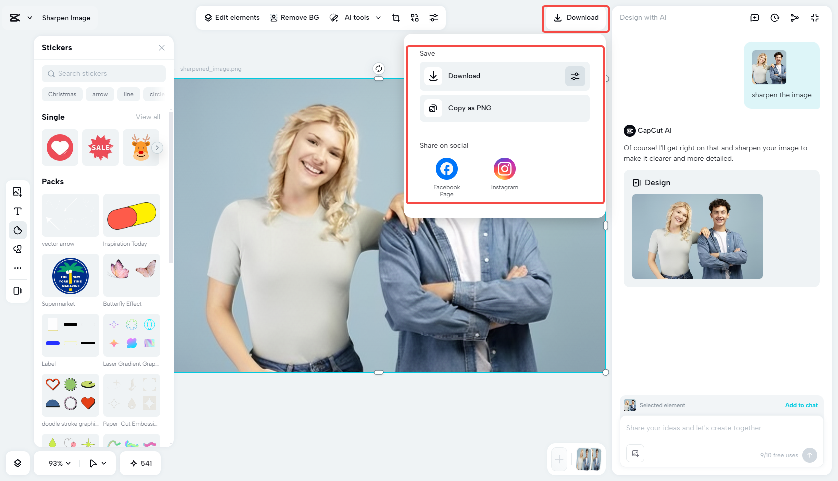 Download the sharpened photo