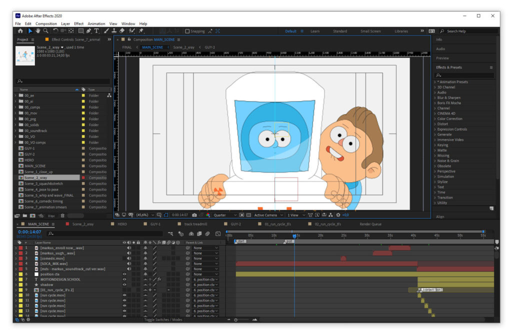 Interface of Adobe After Effects - an easy to use motion graphics app
