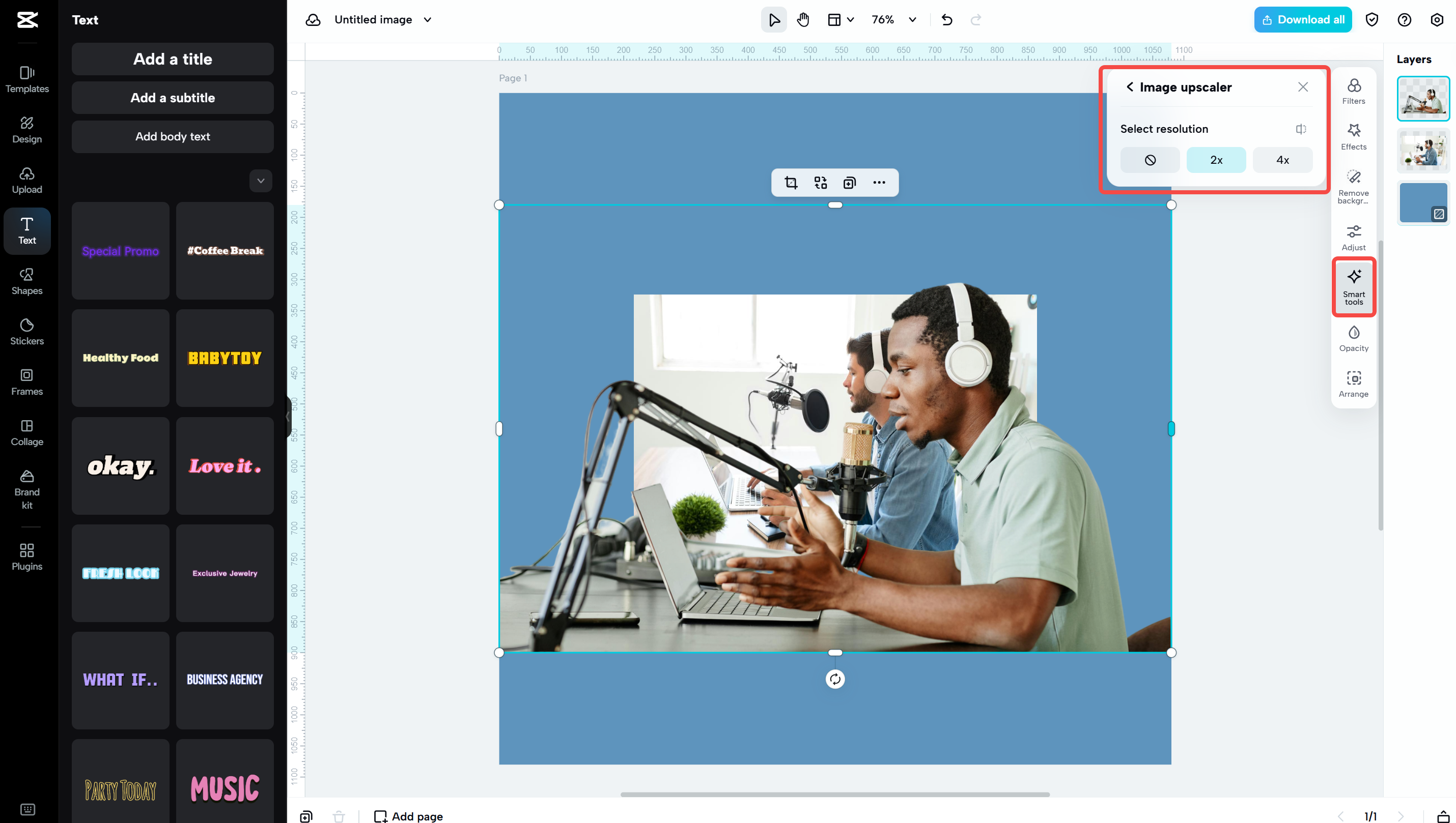 Enhancing the image with AI in CapCut Web