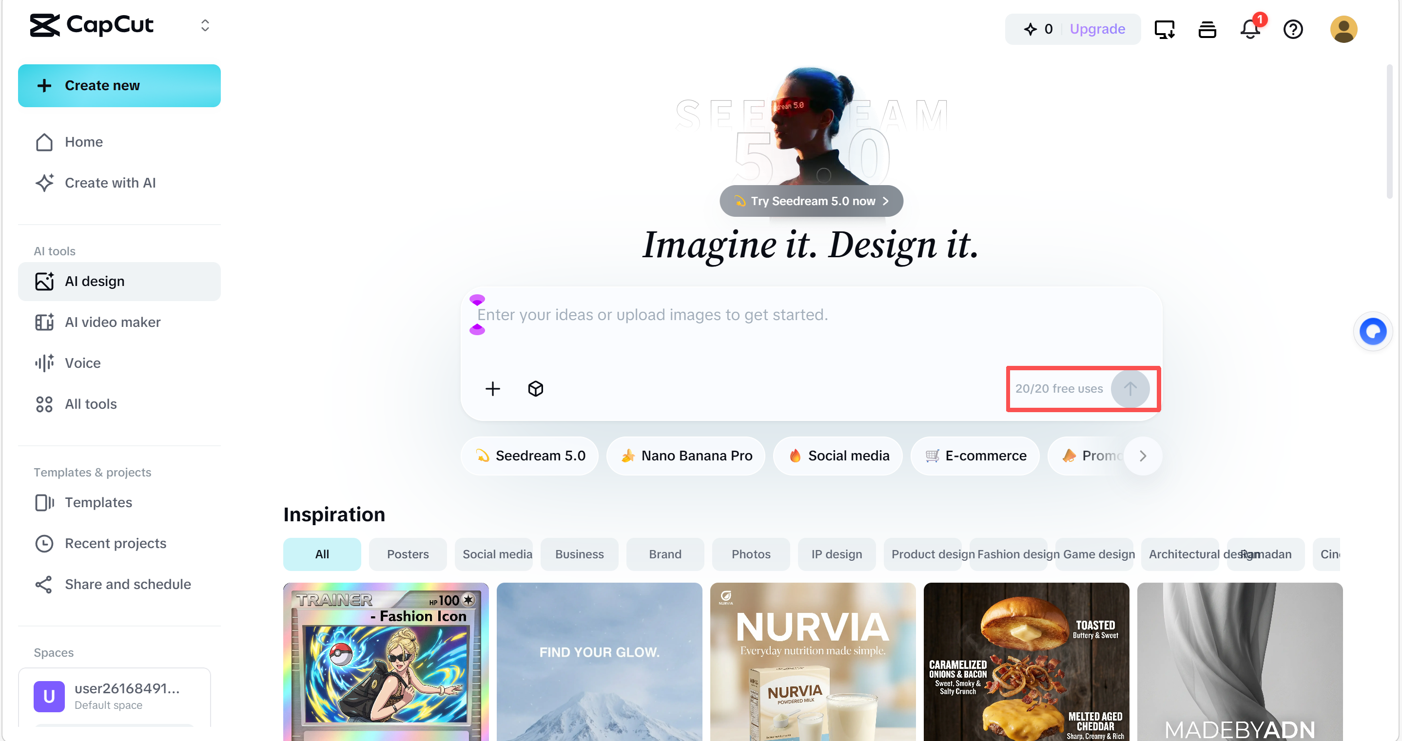 Select AI tools and check existing credits