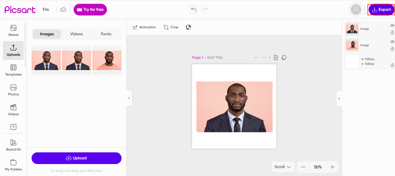 Laden Sie Ihr Porträt herunter.