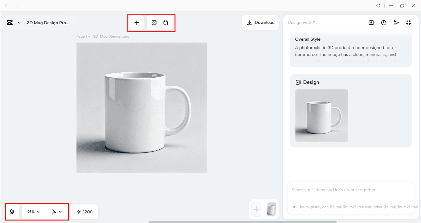 Editing the product design in the CapCut desktop video editor