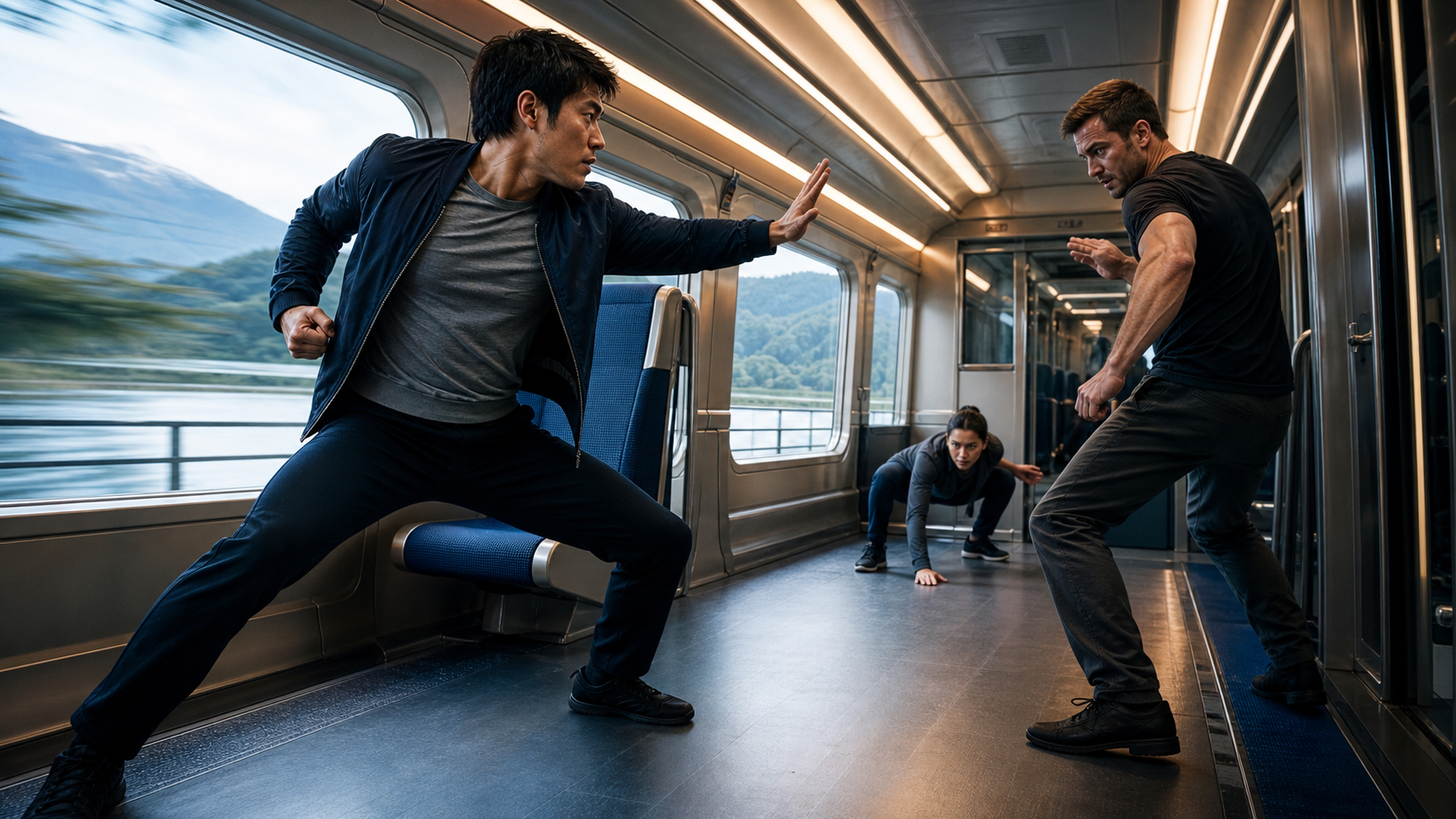 Action Fighting on Train AI Video original Dreamina visual