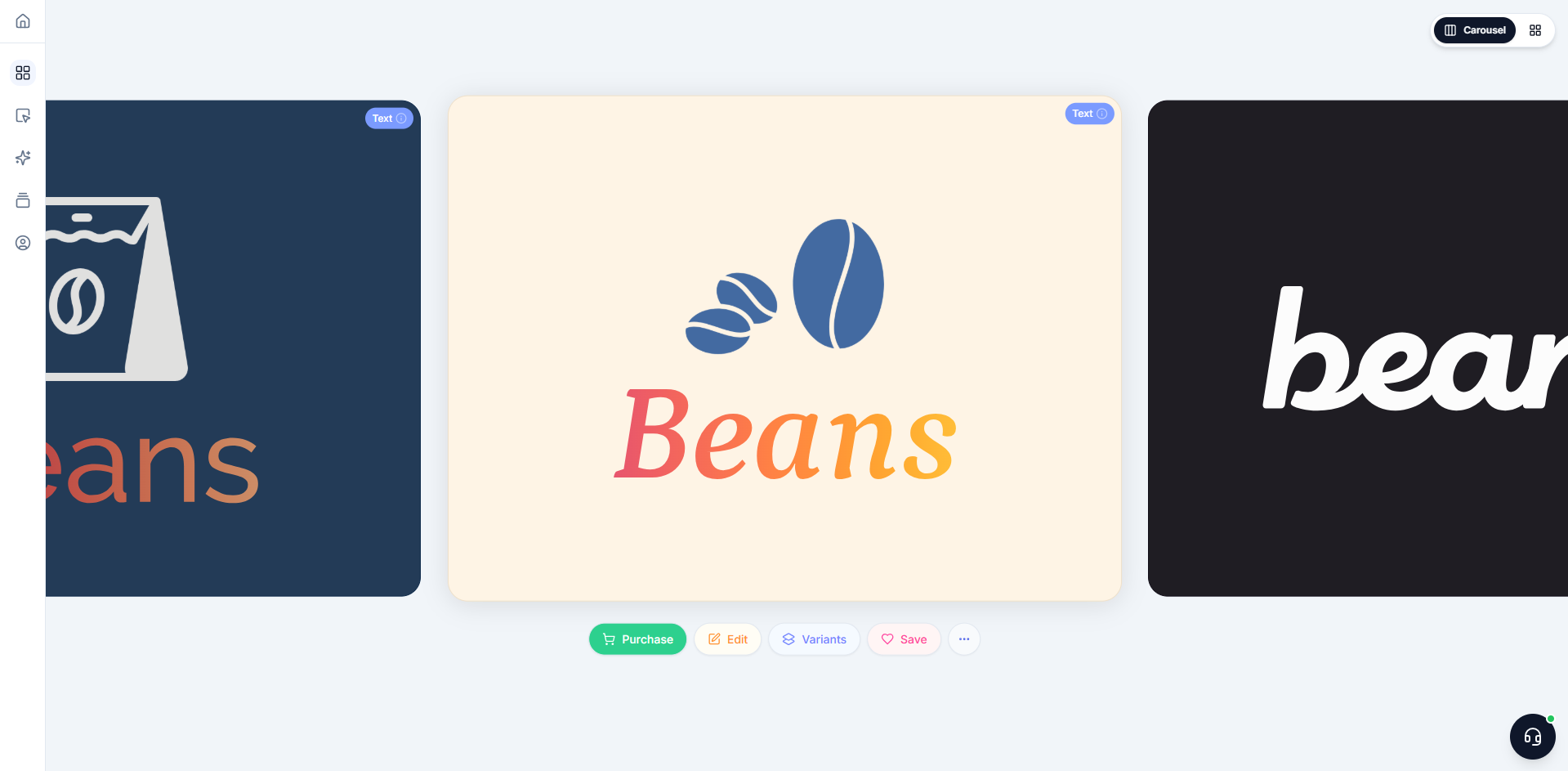 Interface of Brandmark - an easy to use logo generator