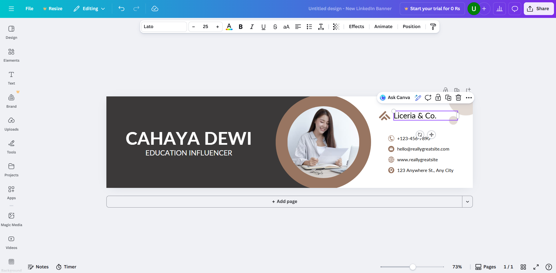 LinkedIn bakgrund banner maker: Canva