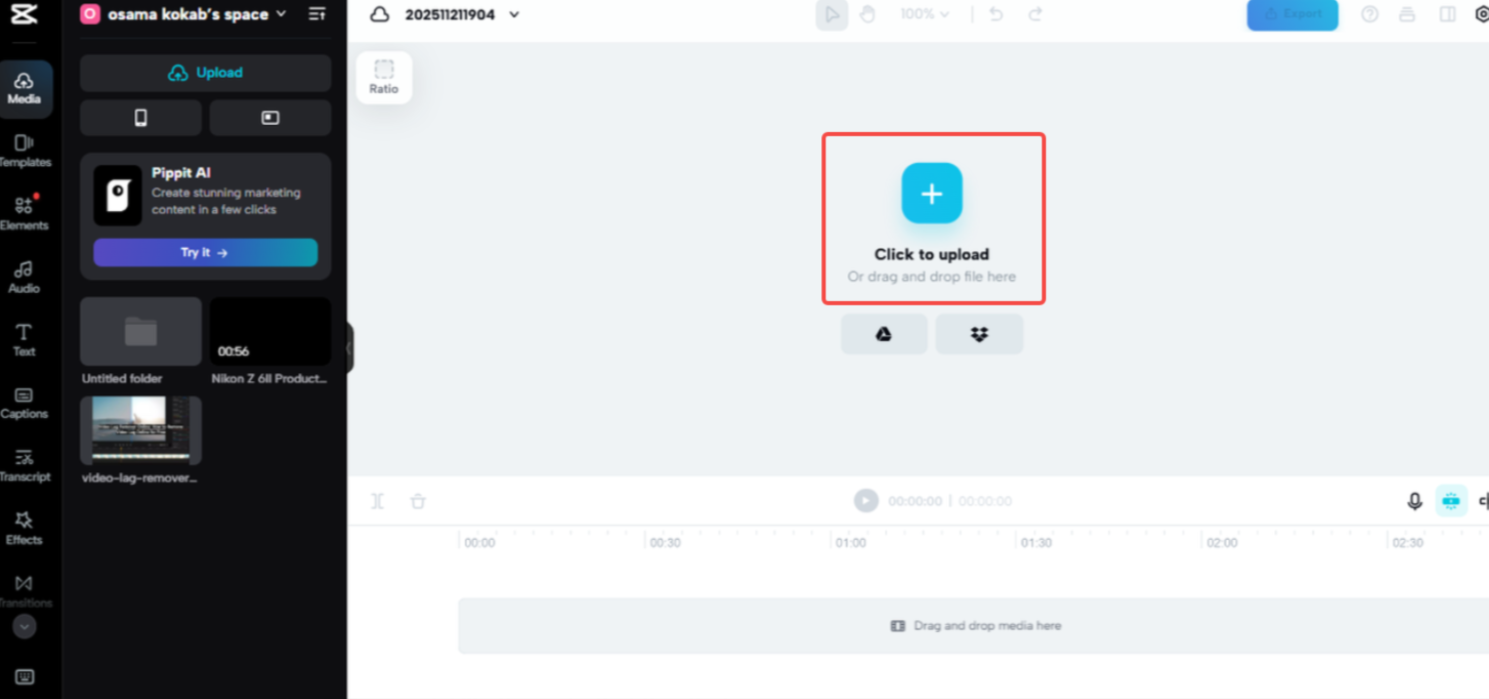 Import a video to CapCut online video editor