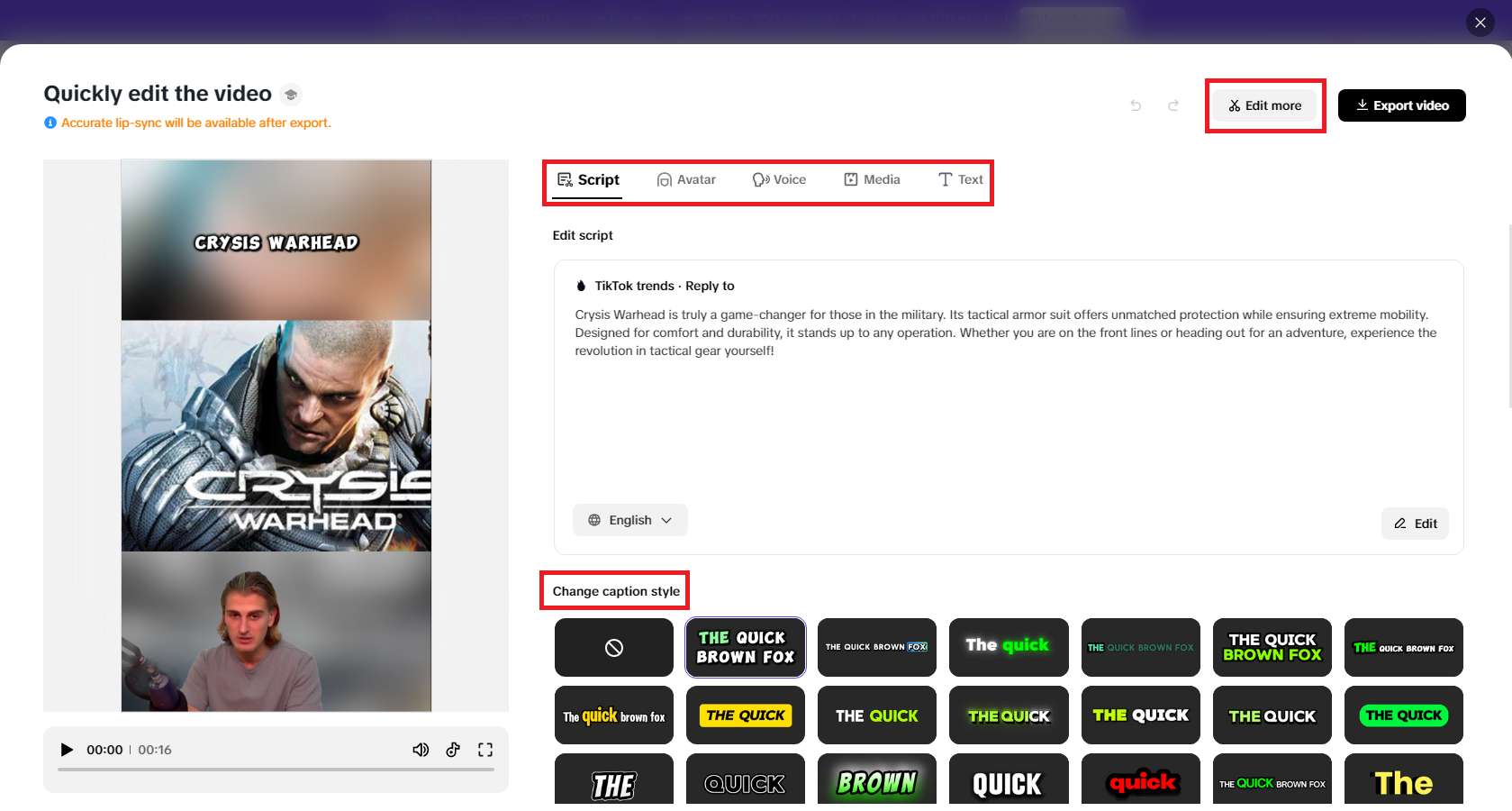 Finalize your resultant video