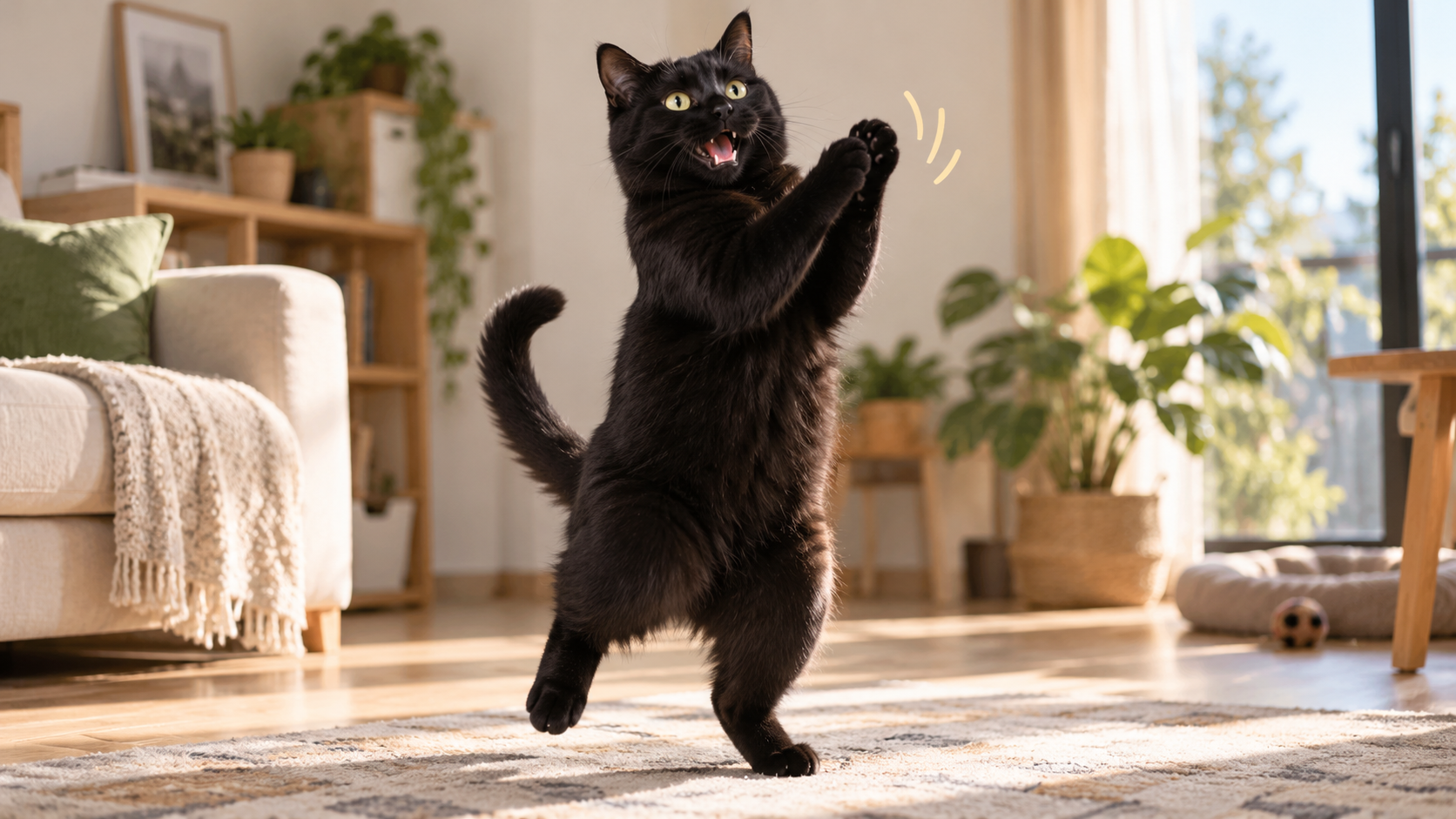black cat clapping ai video cover