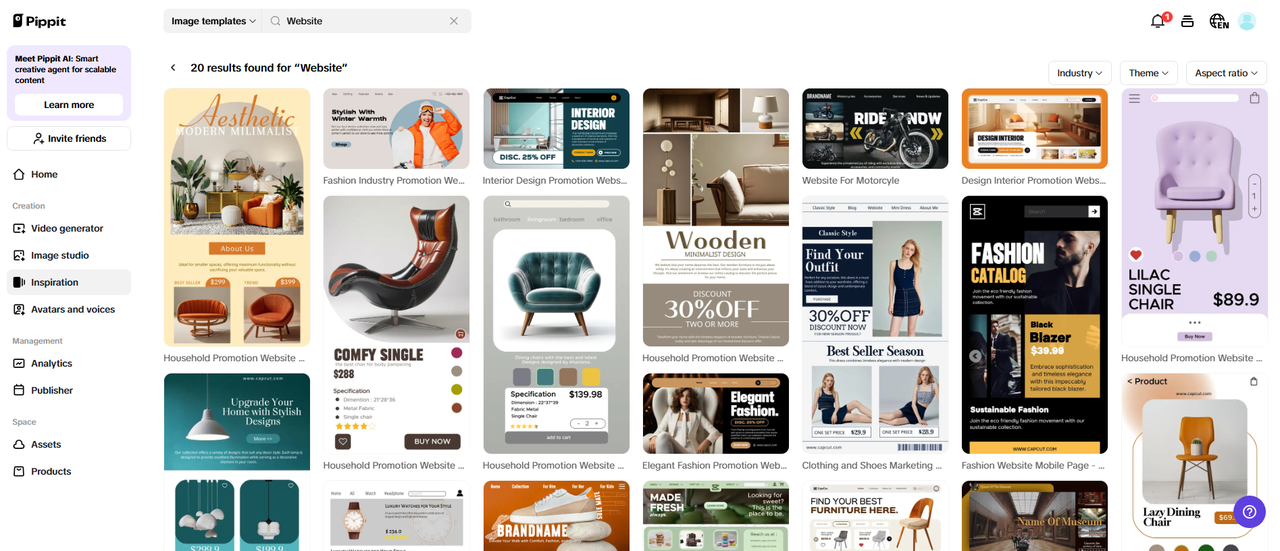 Sign up and access Inspiration