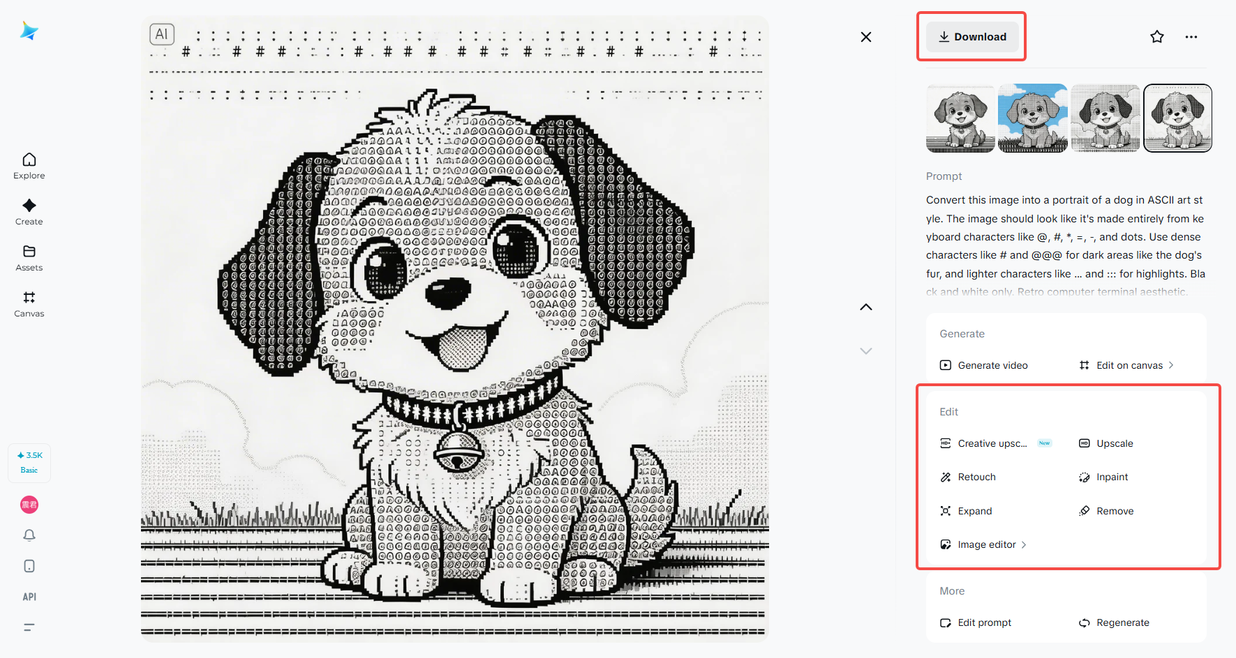 Imagine art ASCII Dreamina