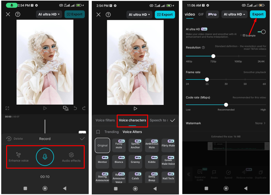 Image showing how to use the CapCut voice changer with effects