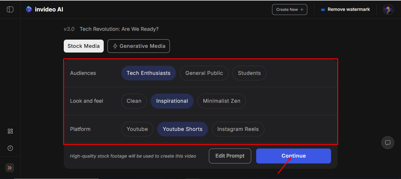 Generating video using InVideo AI