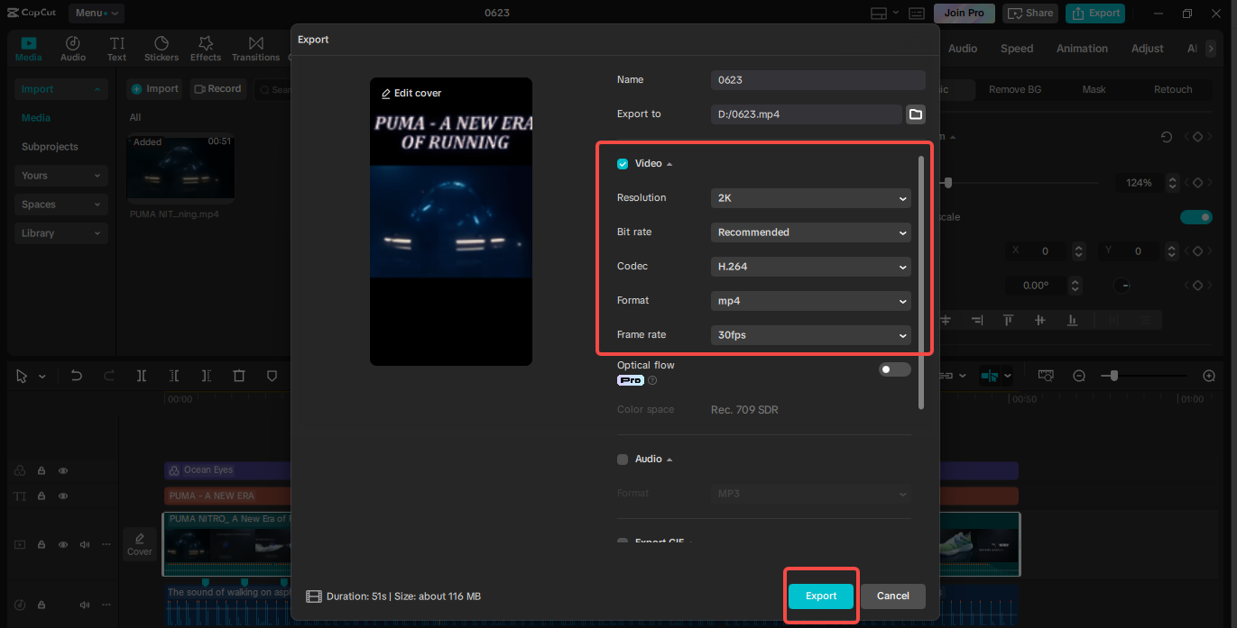 Mengekspor video dalam CapCut