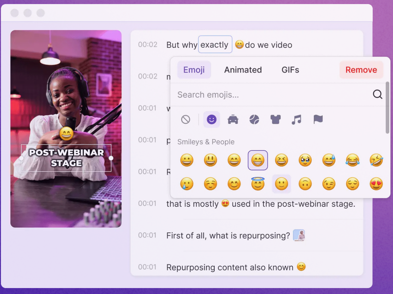 KI-Emoji-Erstellung in Vizard.AI