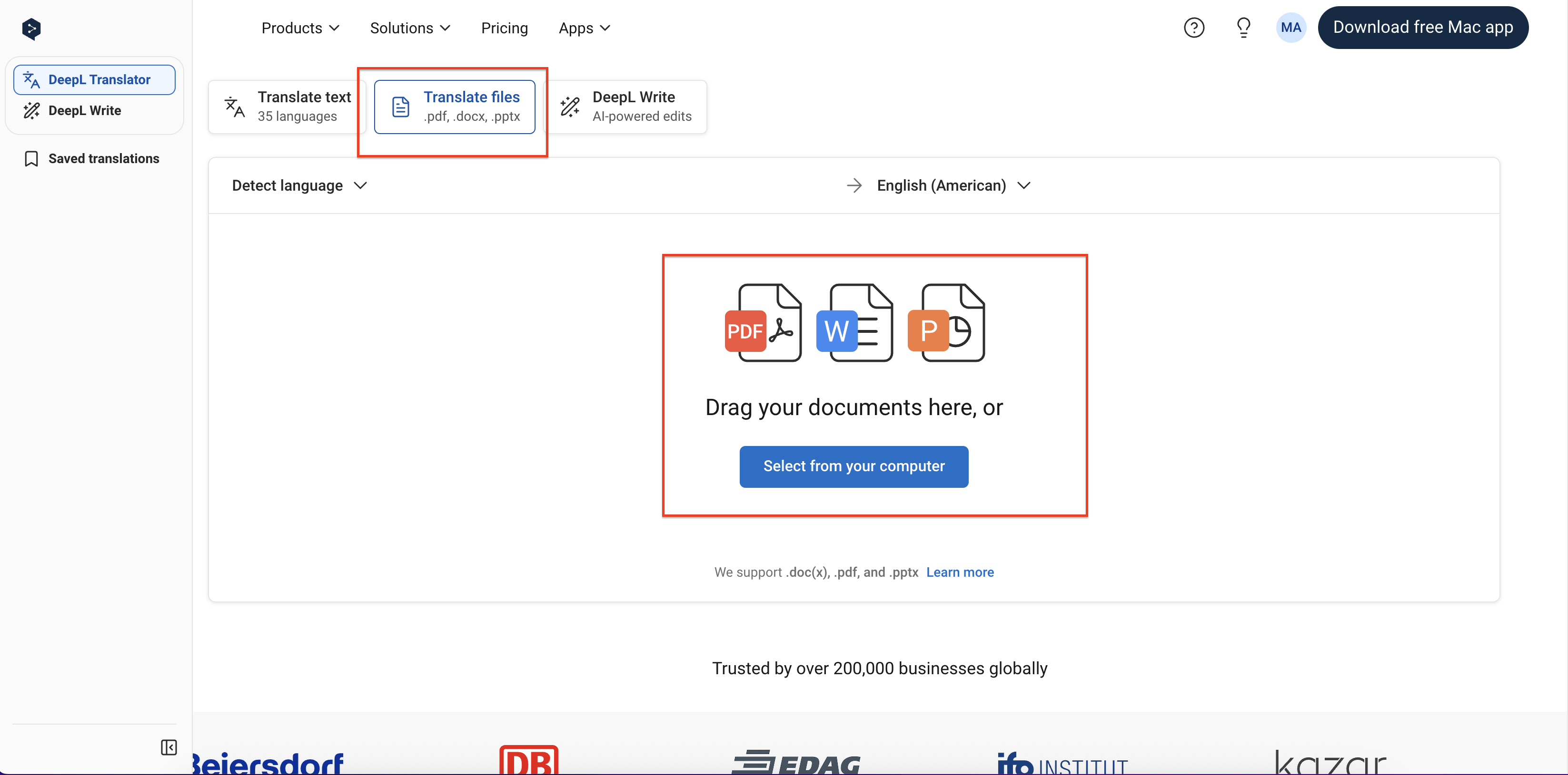 Upload the English file