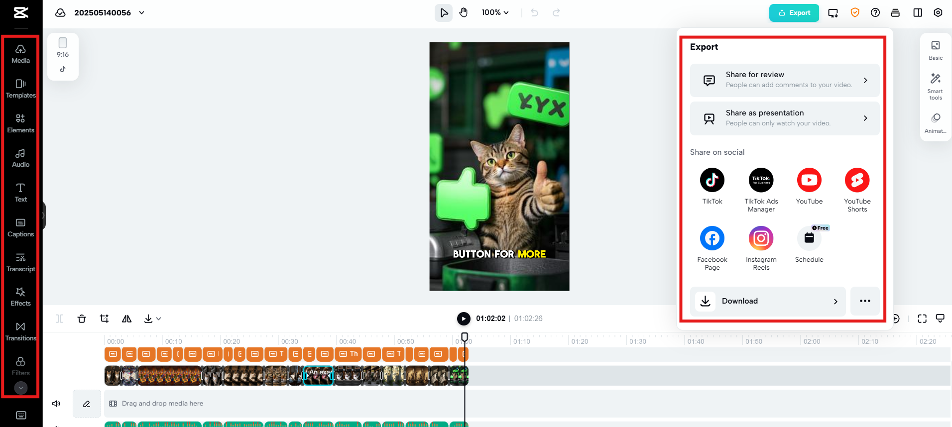 ייצא ושתף את הסרטון