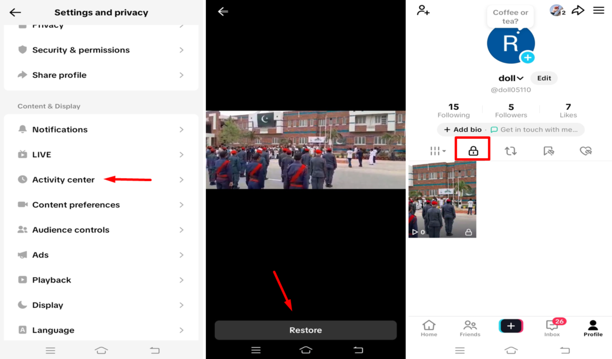 Image revealing how to recover drafts on TikTok