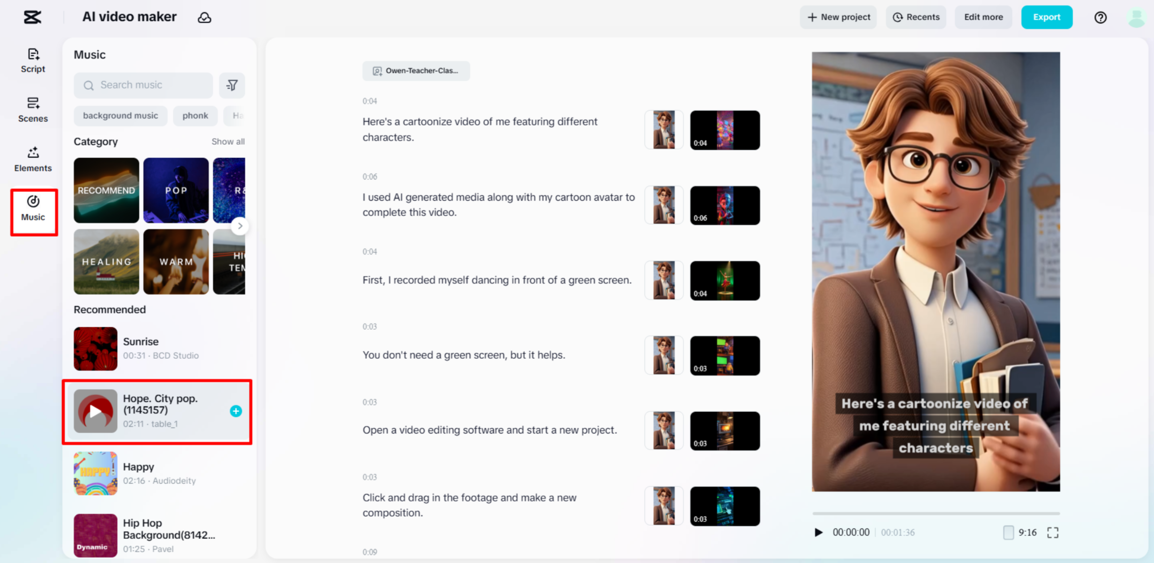 Musik zu Cartoon-Videos hinzufügen mit dem AI-Videomacher von CapCut