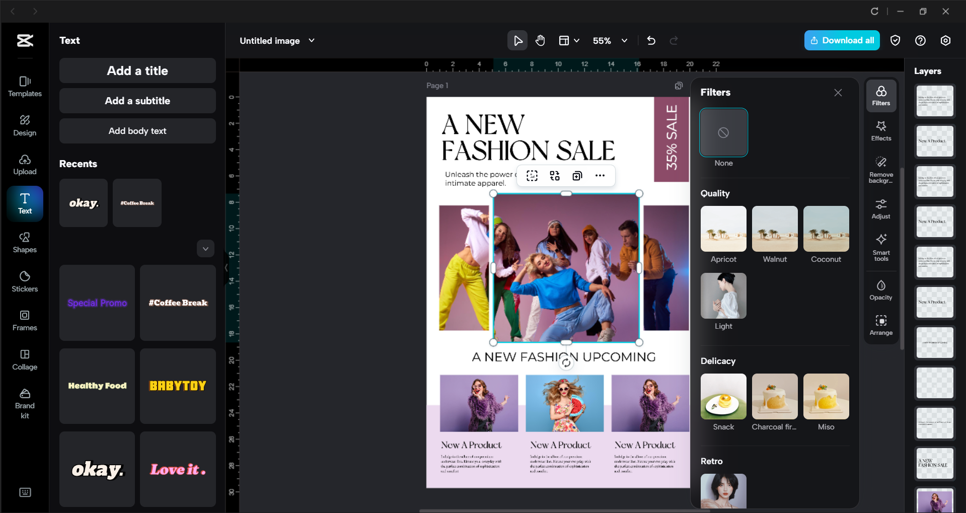 Interface of the CapCut desktop video editor - an easy to use flyer maker