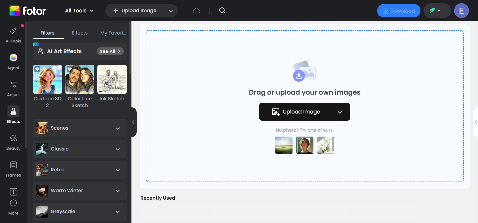 Pagina principală Fotor